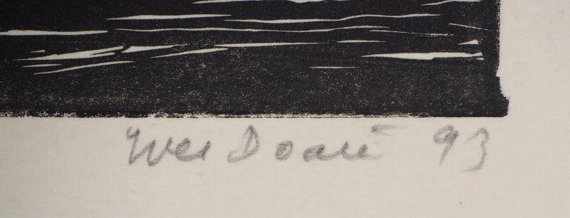 Yves DOARÉ : Un ange passe, Linogravure originale signée