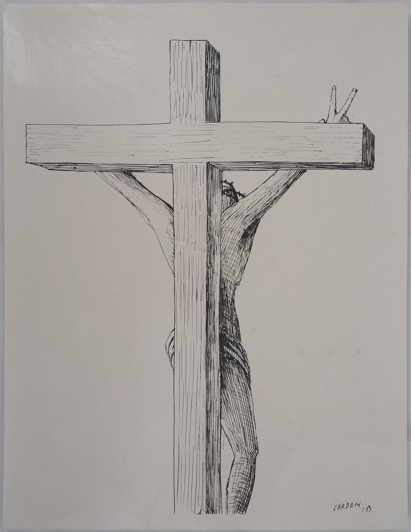 Françoise MOSSER-CARDON : Christ, Lithographie originale signée