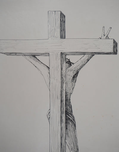 Françoise MOSSER-CARDON : Christ, Lithographie originale signée