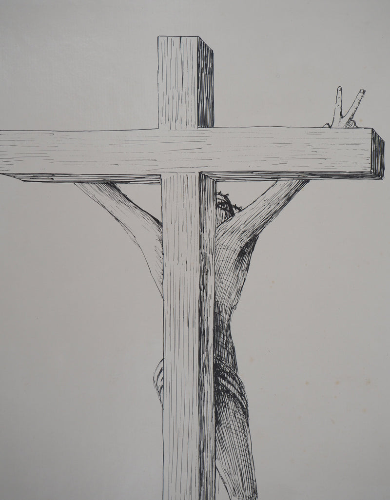 Françoise MOSSER-CARDON : Christ, Lithographie originale signée