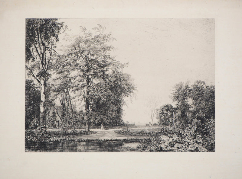 Maxime LALANNE : Promenade dans le parc, Gravure originale signée