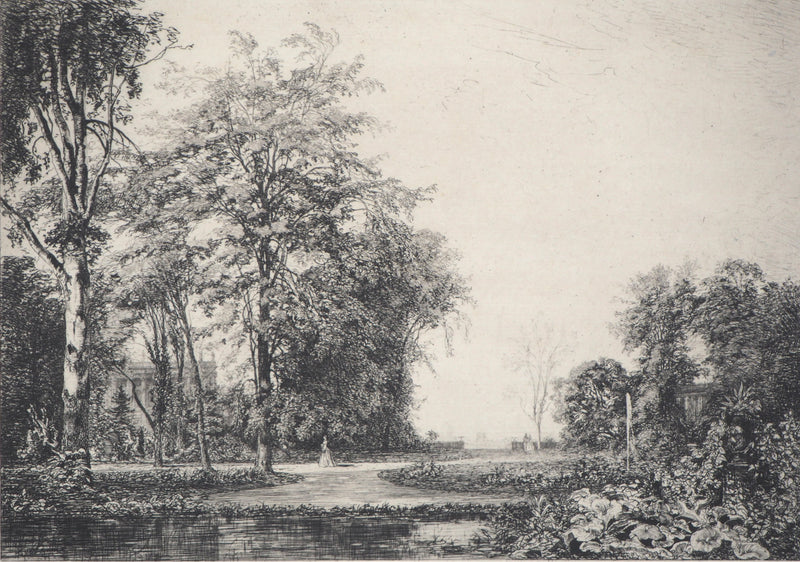 Maxime LALANNE : Promenade dans le parc, Gravure originale signée