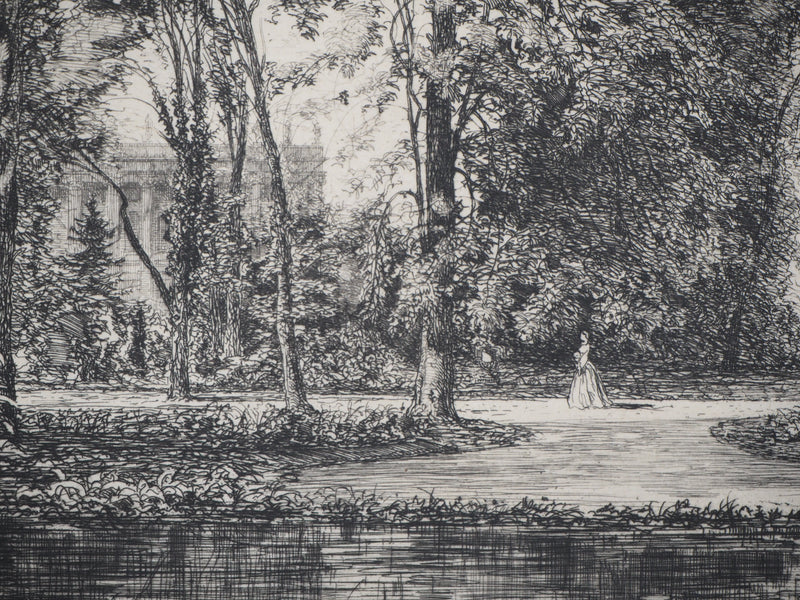 Maxime LALANNE : Promenade dans le parc, Gravure originale signée