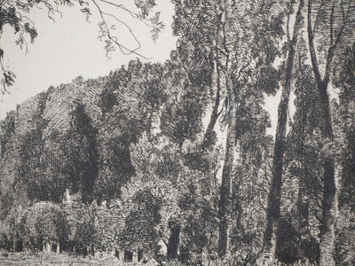 Maxime LALANNE : Chemin de halage au bord du canal, Gravure originale signée