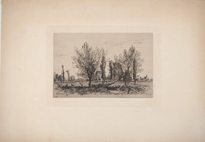 Maxime LALANNE : Gironde, dans les champs de Cenon, Gravure originale signée