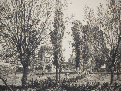 Maxime LALANNE : Gironde, dans les champs de Cenon, Gravure originale signée