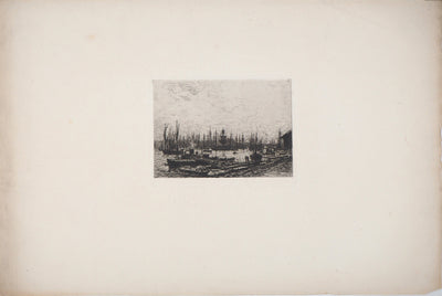 Maxime LALANNE : Dans le port de Bordeaux, Gravure originale signée