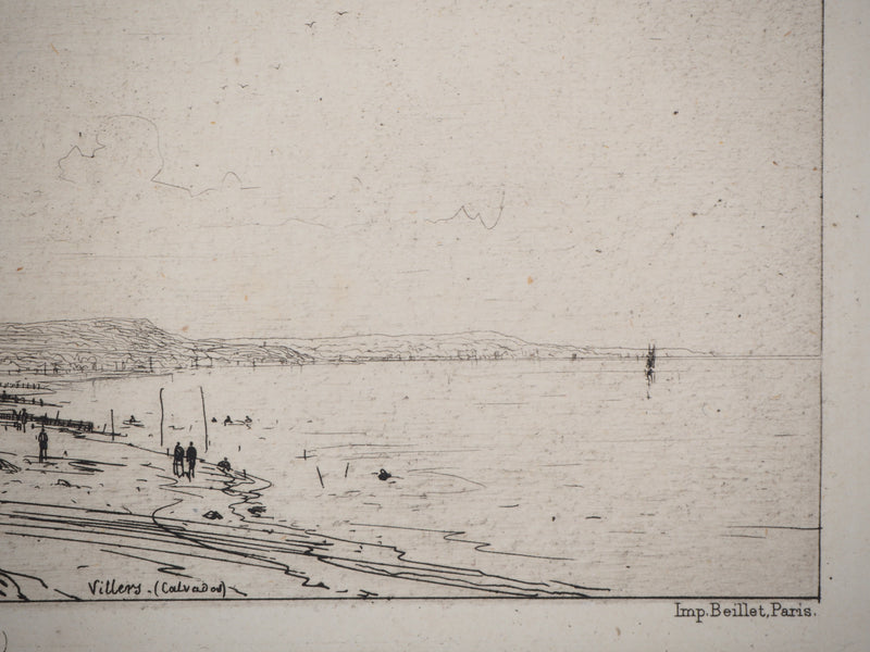Maxime LALANNE : Villers (Calvados), Gravure originale signée