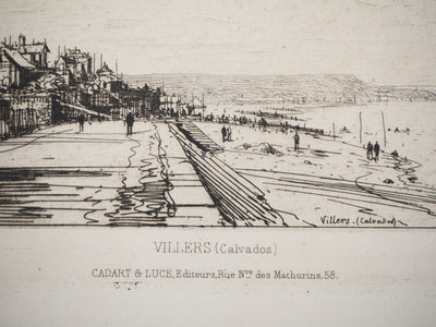 Maxime LALANNE : Villers (Calvados), Gravure originale signée