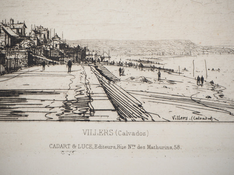 Maxime LALANNE : Villers (Calvados), Gravure originale signée