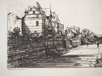 Maxime LALANNE : Villers (Calvados), Gravure originale signée