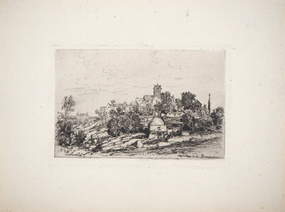 Maxime LALANNE : Un village de Bourgogne, Gravure originale signée