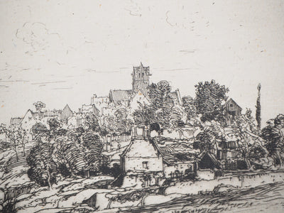Maxime LALANNE : Un village de Bourgogne, Gravure originale signée