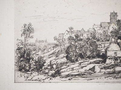 Maxime LALANNE : Un village de Bourgogne, Gravure originale signée