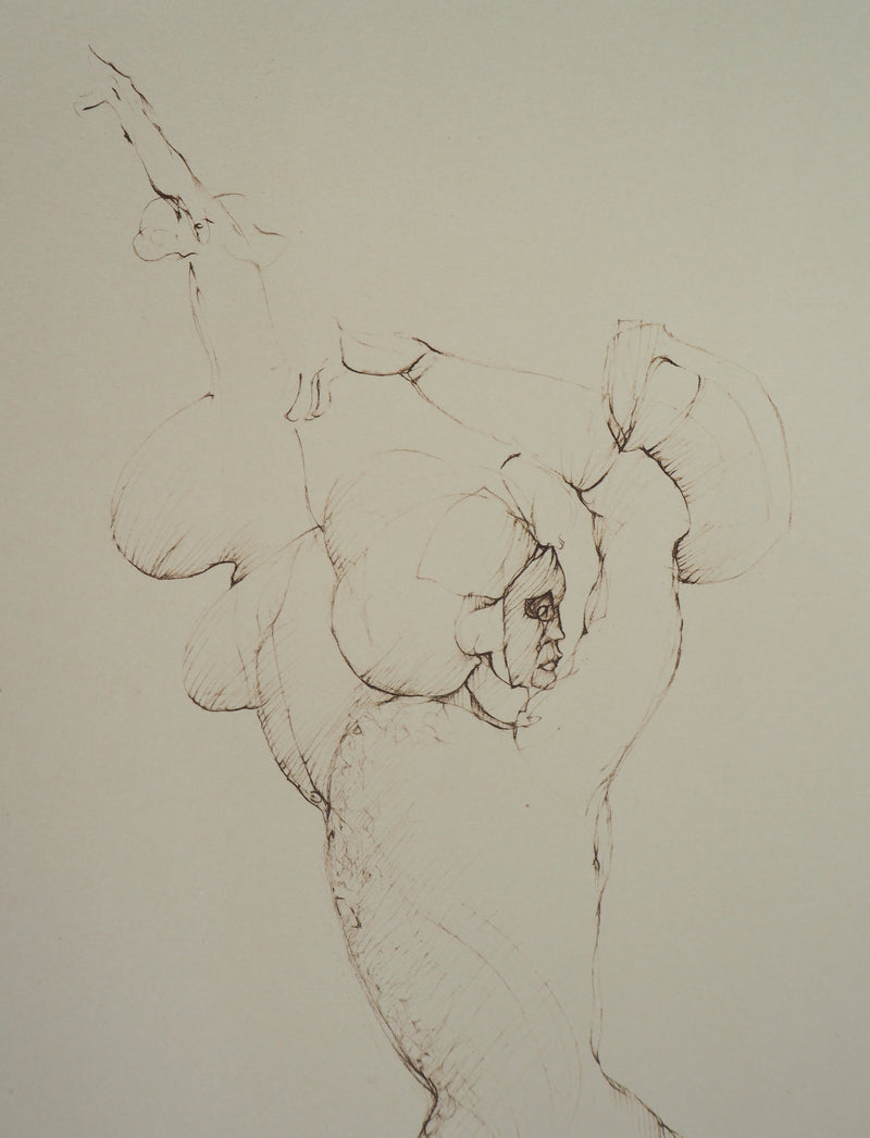 Léonor FINI : Pantomime pour un décollette, Gravure originale signée