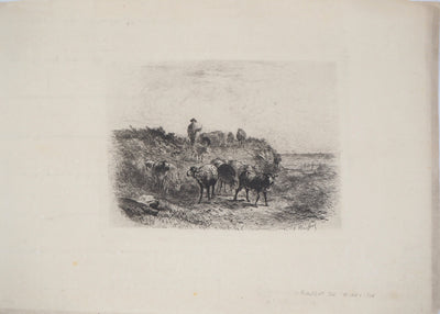 Felix BRISSOT DE WARWILLE : Le retour à la ferme - Gravure originale signée