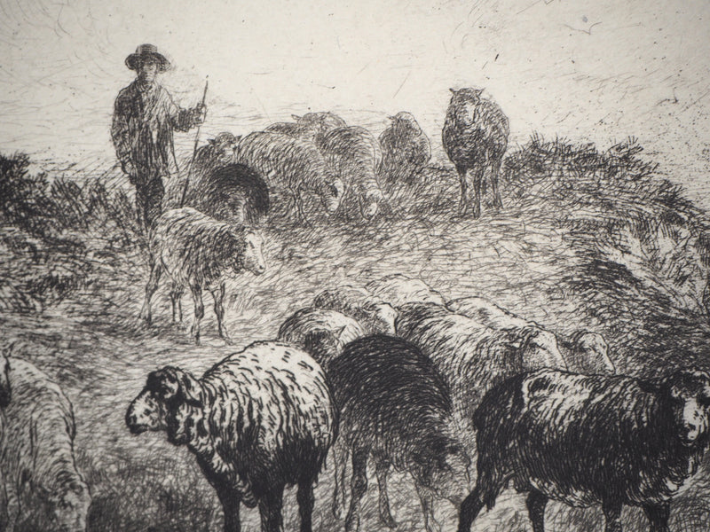 Felix BRISSOT DE WARWILLE : Le retour à la ferme - Gravure originale signée