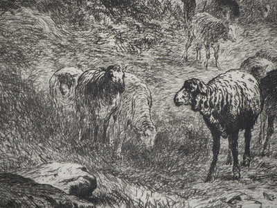 Felix BRISSOT DE WARWILLE : Le retour à la ferme - Gravure originale signée
