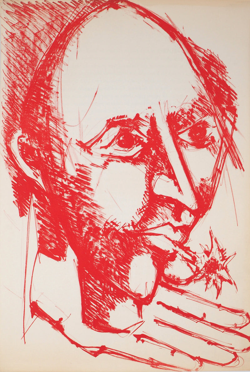 Bernard LORJOU : Bal des fols en rouge, Lithographie originale