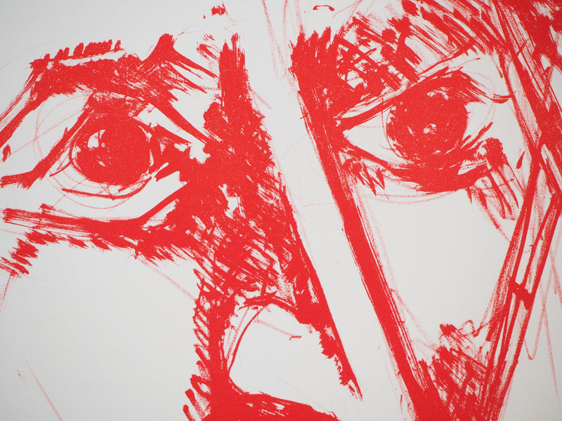 Bernard LORJOU : Bal des fols en rouge, Lithographie originale