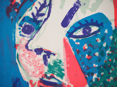 Bernard LORJOU : Visage, Lithographie originale signée