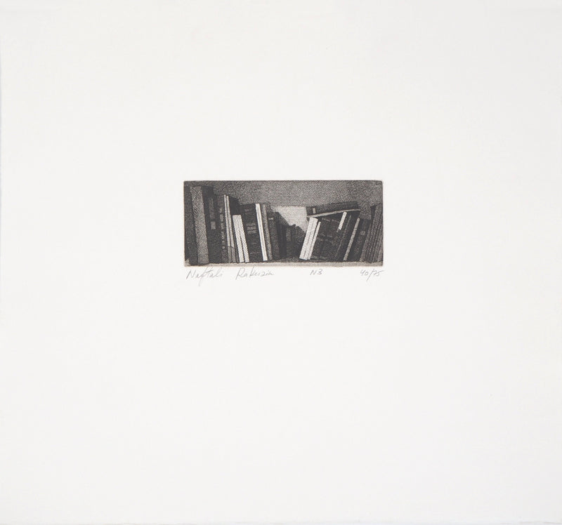 Naftali RAKUZIN : Rangement de livres (N3), Gravure originale signée