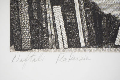 Naftali RAKUZIN : Rangement de livres (N3), Gravure originale signée