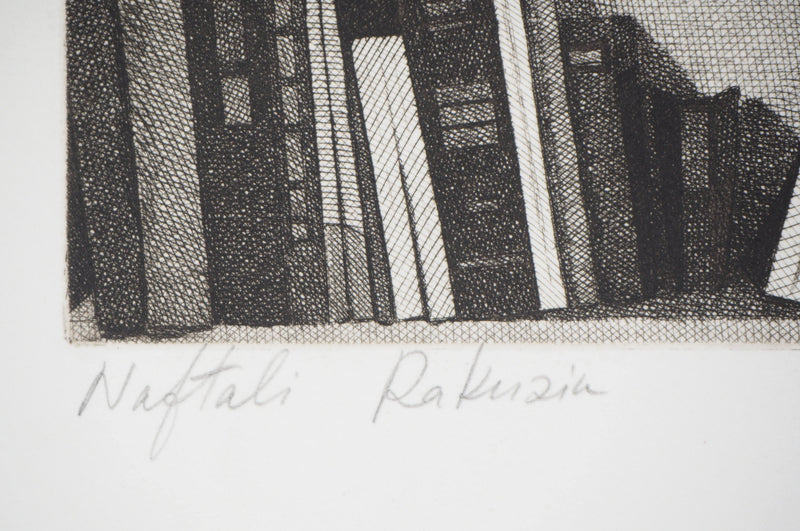 Naftali RAKUZIN : Rangement de livres (N3), Gravure originale signée