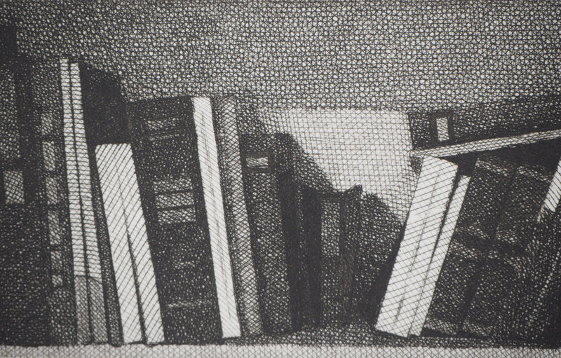 Naftali RAKUZIN : Rangement de livres (N3), Gravure originale signée