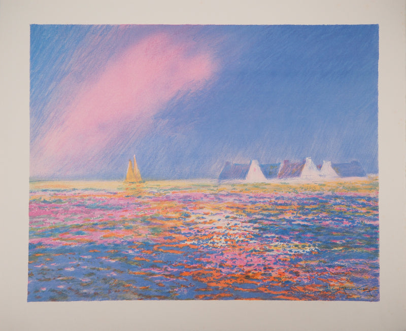 BT Claude MANOUKIAN: Water Lily Bay, Original signed lithograph