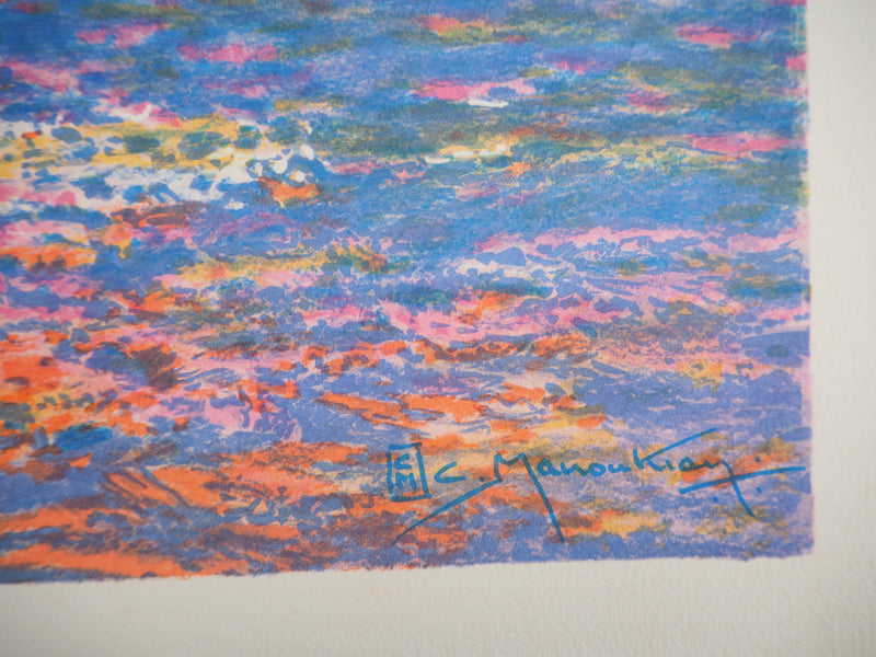 BT Claude MANOUKIAN: Water Lily Bay, Original signed lithograph