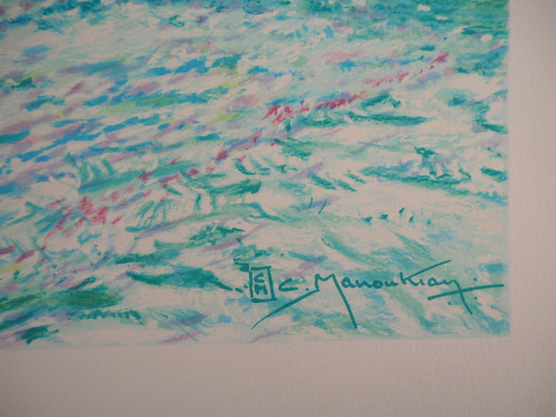 BT Claude MANOUKIAN: Water Lily Bay, Original signed lithograph
