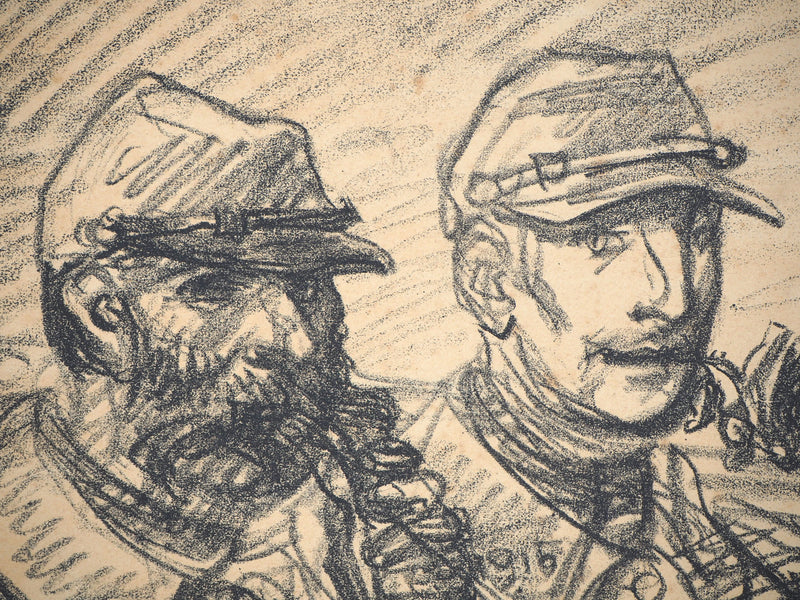 Théophile Alexandre STEINLEN : Officiers à la pipe et à la rose, Lithographie originale signée