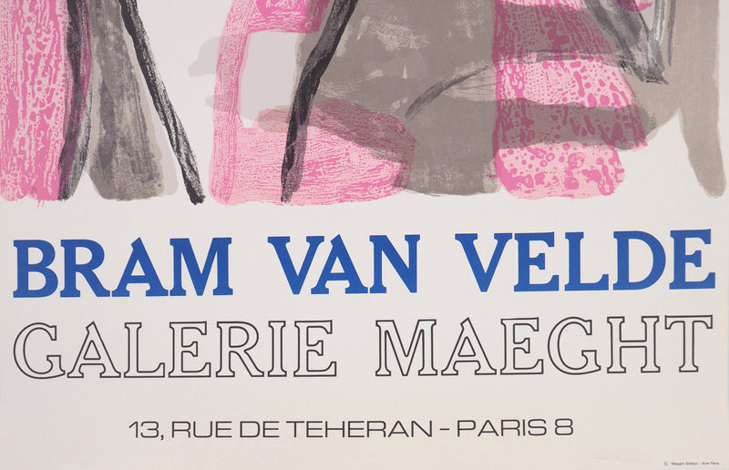 Bram VAN VELDE : Composition rose et brune, Lithographie originale