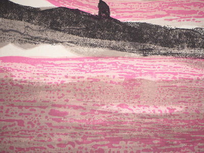 Bram VAN VELDE : Composition rose et brune, Lithographie originale