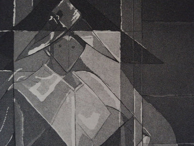 Christian d’ESPIC : Arlequin aux échecs, Gravure originale signée