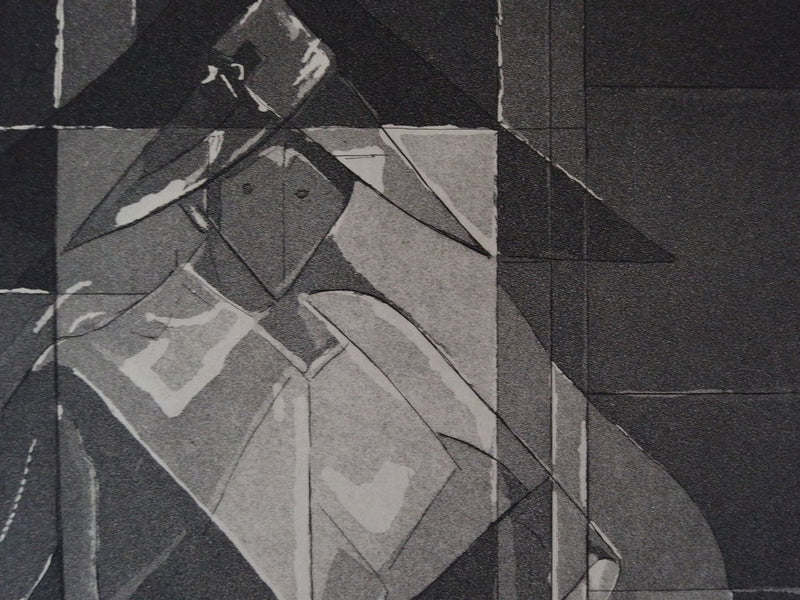 Christian d’ESPIC : Arlequin aux échecs, Gravure originale signée