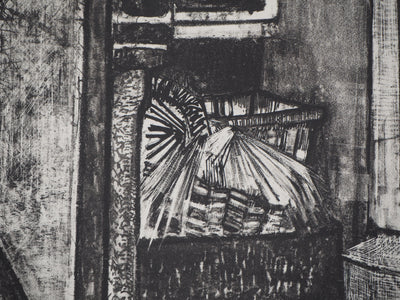 André MINAUX : Le grenier, Lithographie originale signée
