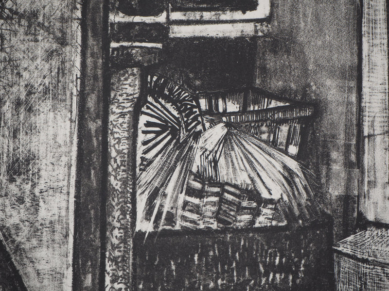 André MINAUX : Le grenier, Lithographie originale signée