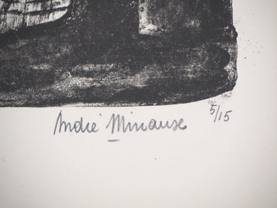 André MINAUX : Le grenier, Lithographie originale signée
