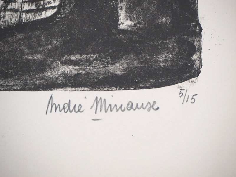 André MINAUX : Le grenier, Lithographie originale signée