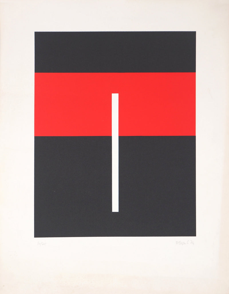 Françoise MOSSER-CARDON : Composition noire et rouge, Lithographie originale signée