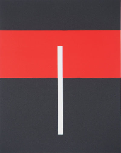 Françoise MOSSER-CARDON : Composition noire et rouge, Lithographie originale signée