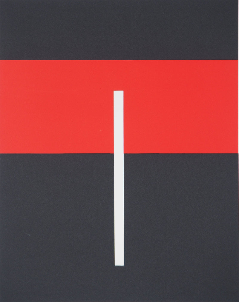 Françoise MOSSER-CARDON : Composition noire et rouge, Lithographie originale signée