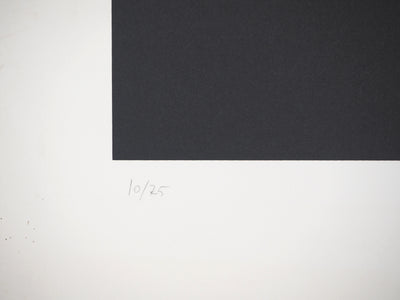 Françoise MOSSER-CARDON : Composition noire et rouge, Lithographie originale signée