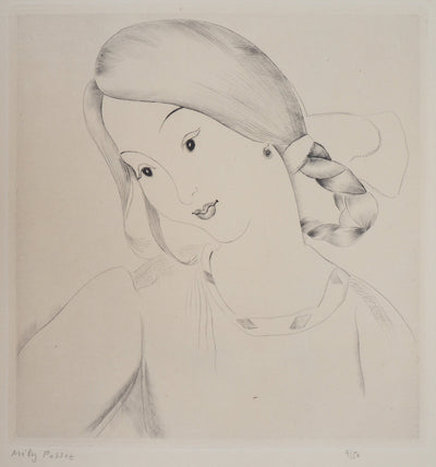 Mily POSSOZ : Tête de fillette, Gravure originale signée