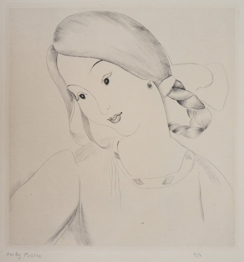 Mily POSSOZ : Tête de fillette, Gravure originale signée