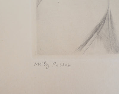 Mily POSSOZ : Tête de fillette, Gravure originale signée