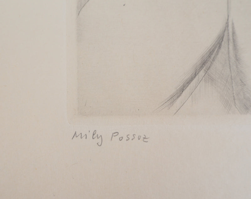 Mily POSSOZ : Tête de fillette, Gravure originale signée