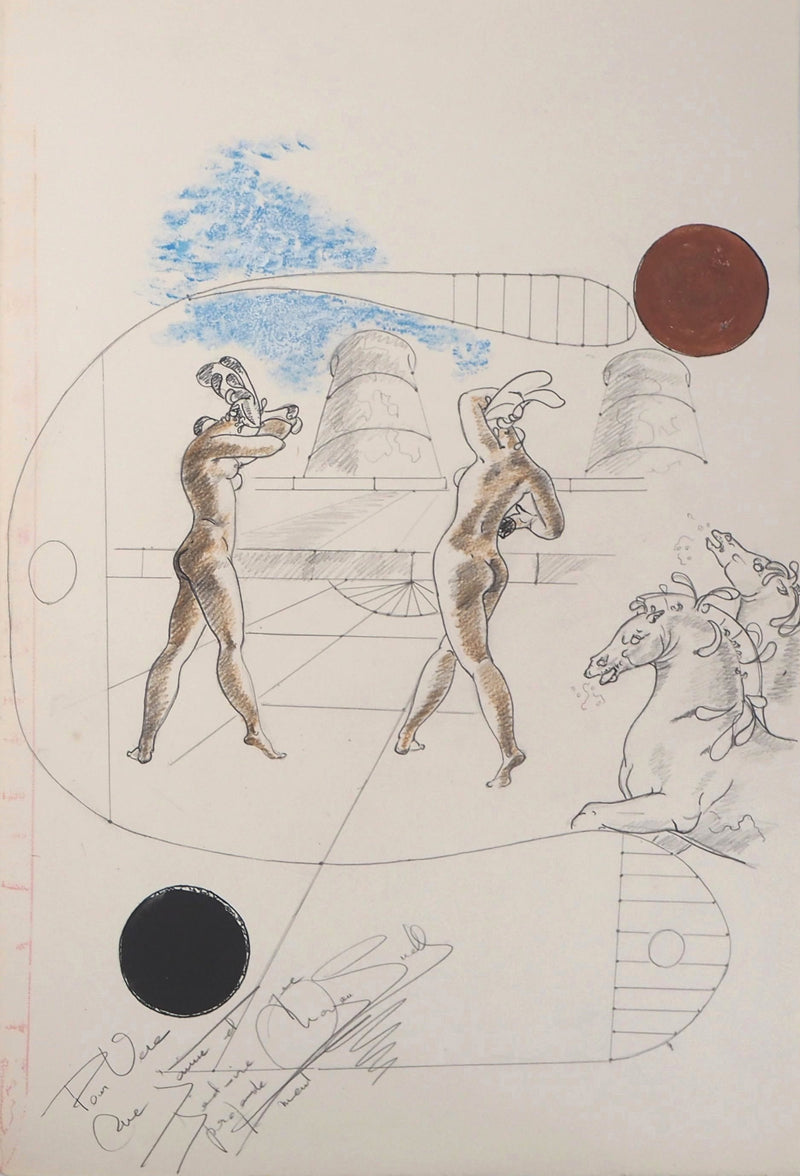 BT Maria MORGAN, SNELL: Der Mann und der Löwe, Original signierte Lithographie
